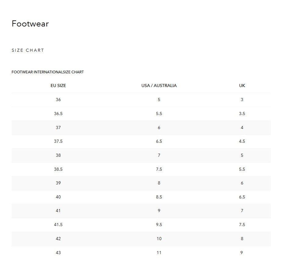 Product size guide