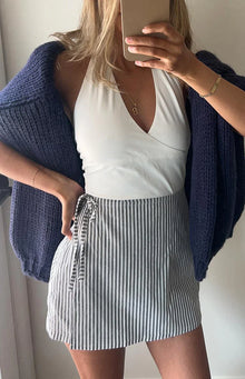 Frazer Tie Side Mini Skirt | Blue Stripe