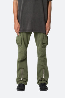 Front Zip Flare Cargo Pants | Olive