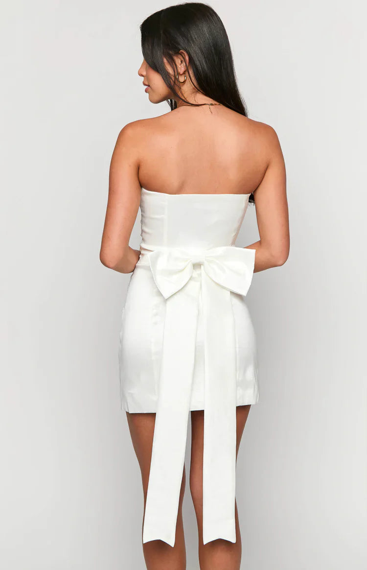 Frosting Strapless Mini Dress | White