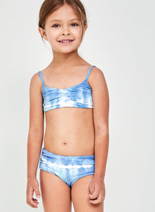 Girls |  Ruched Bikini | Cobalt Water Stripe Dye