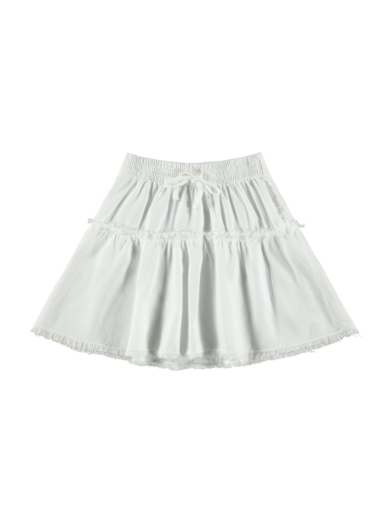 Frayed Ruffle Skirt | White