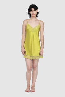 The Silk Lace Chemise By GINIA Chartreuse