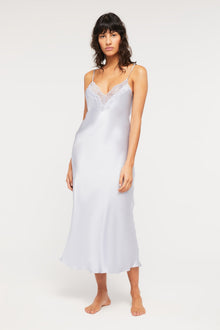 Silk Lace Slip | Dusty Blue