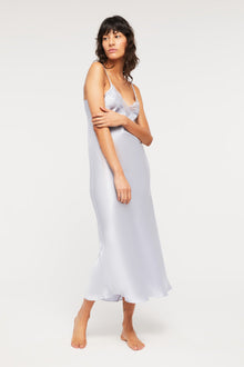 Silk Lace Slip | Dusty Blue