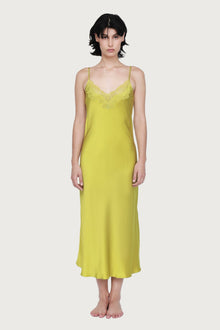 Silk Lace Slip by Ginia in Chartreuse 