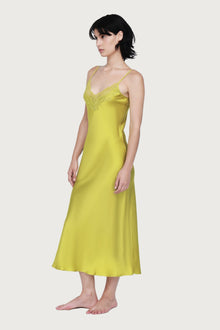 Silk Lace Slip by Ginia in Chartreuse 