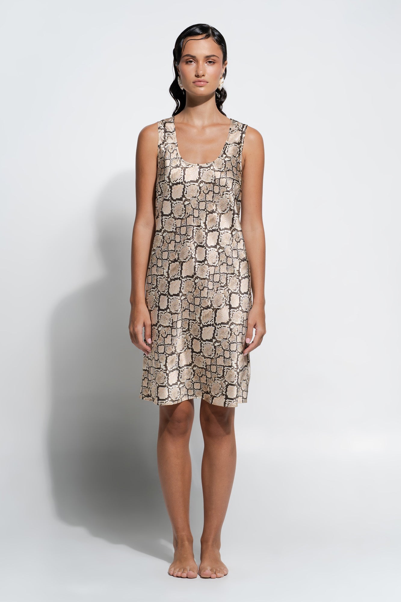 Silk Singlet Slip | Python Print