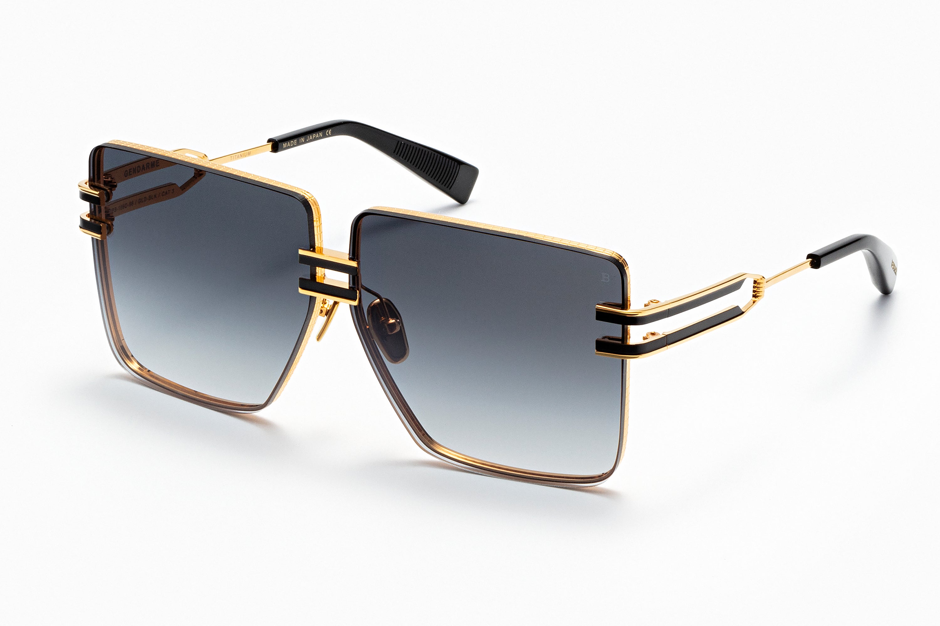Womens | Gendarme Sunglass | Gold - Black | Dark Grey Gradient w/ Black Mirror