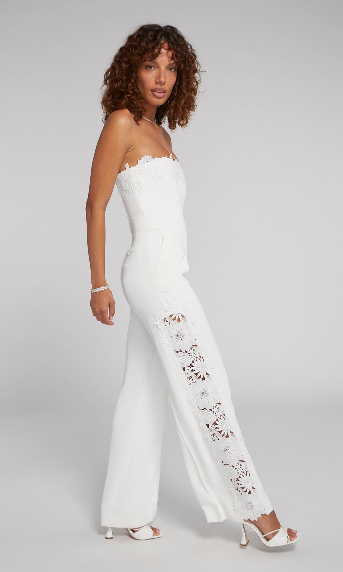 Ebony Lace Combo Jumpsuit | White