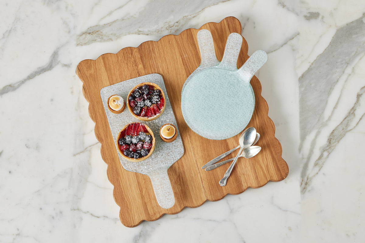 Mini Glass Rectangle Cheese Trays | White | Set of 4