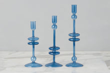 Glass Candlestick | Sapphire | Small | Set of 2