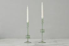Glass Candlestick | Sage | Medium | Set of 2