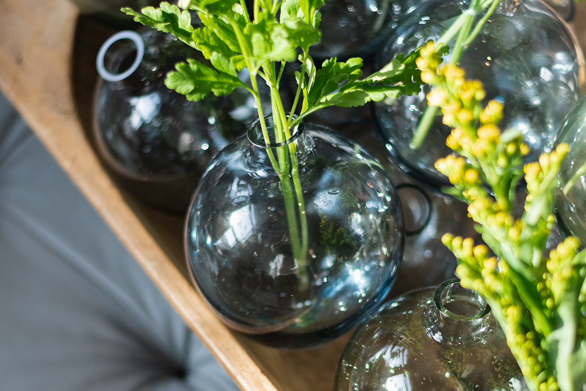 Glass Sphere Bud Vase | Denim Blue