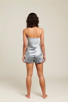 GINIA Silk Shorts - Pearl Blue