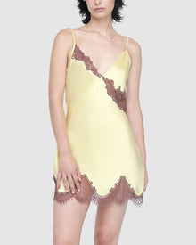Minx Chemise | Butter w/ Brown Lace