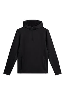 Aerial Quarter Zip Hood Resort in Black by J.Lindeberg