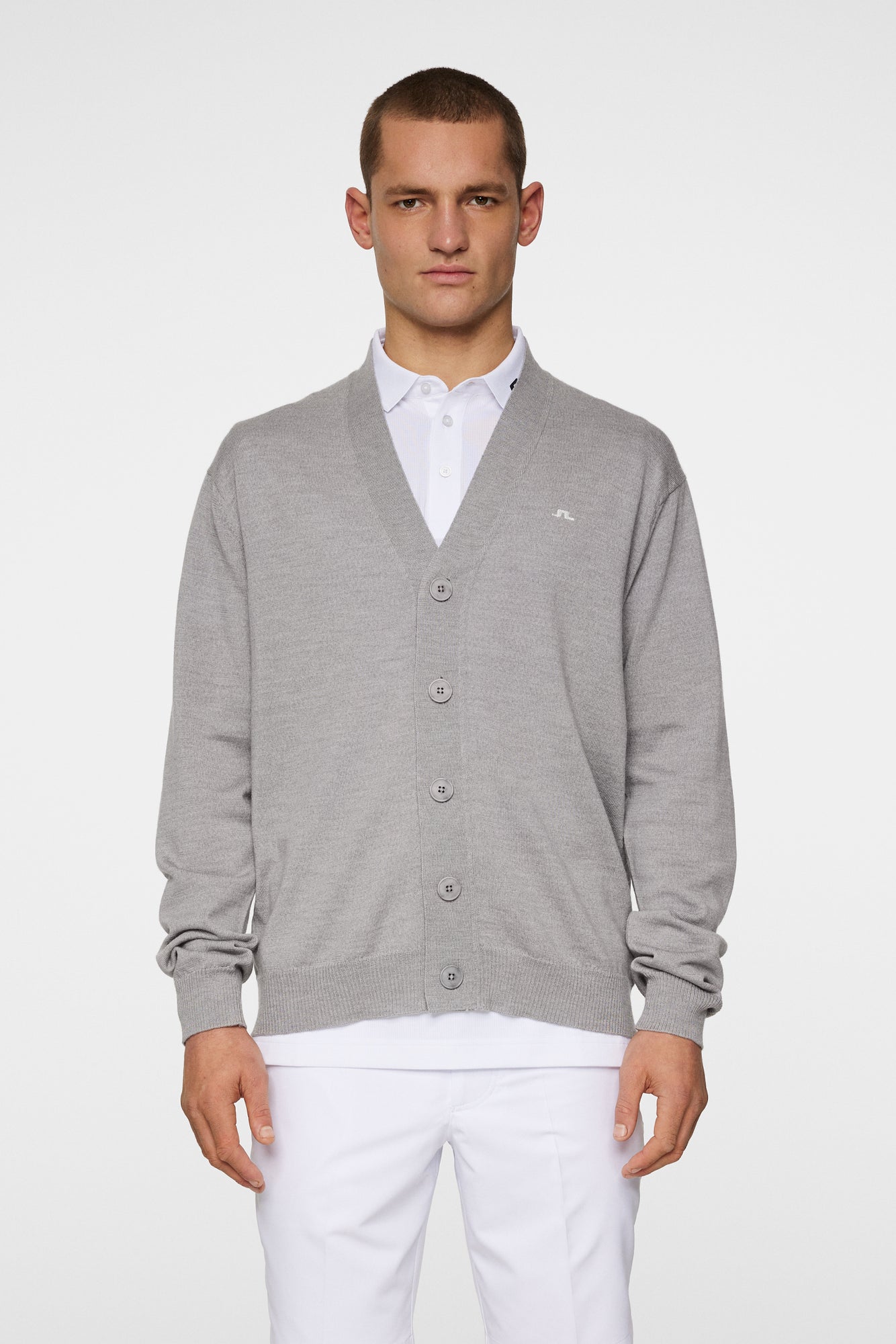 Men | Lucas Knitted Cardigan | Light Grey Melange