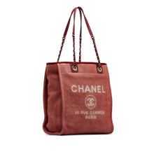 Chanel | Pre-Owned Mini Mixed Fibers Deauville Tote | Red/Dark Red