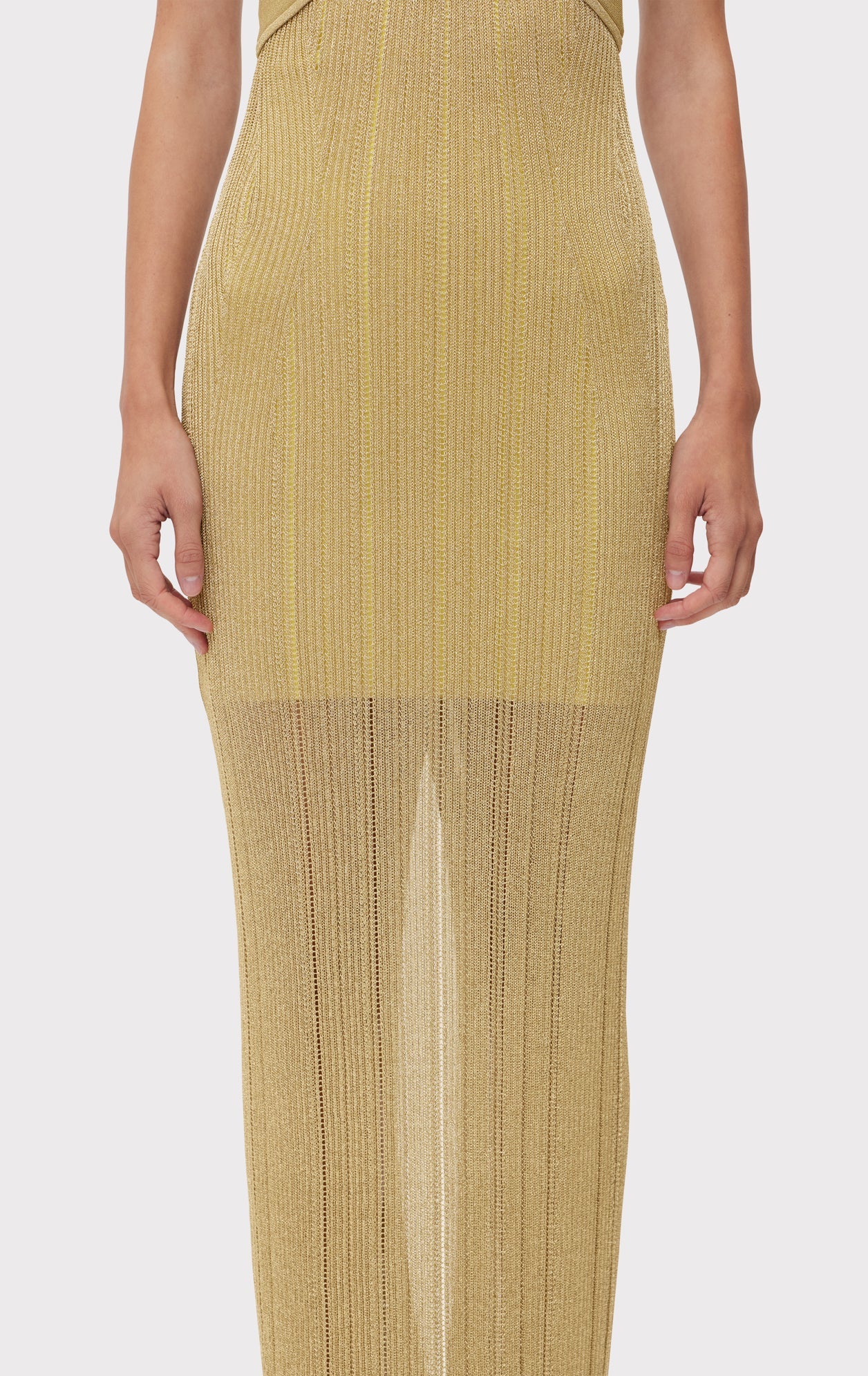 Metallic Textured Rib Gown | Metallic Gold