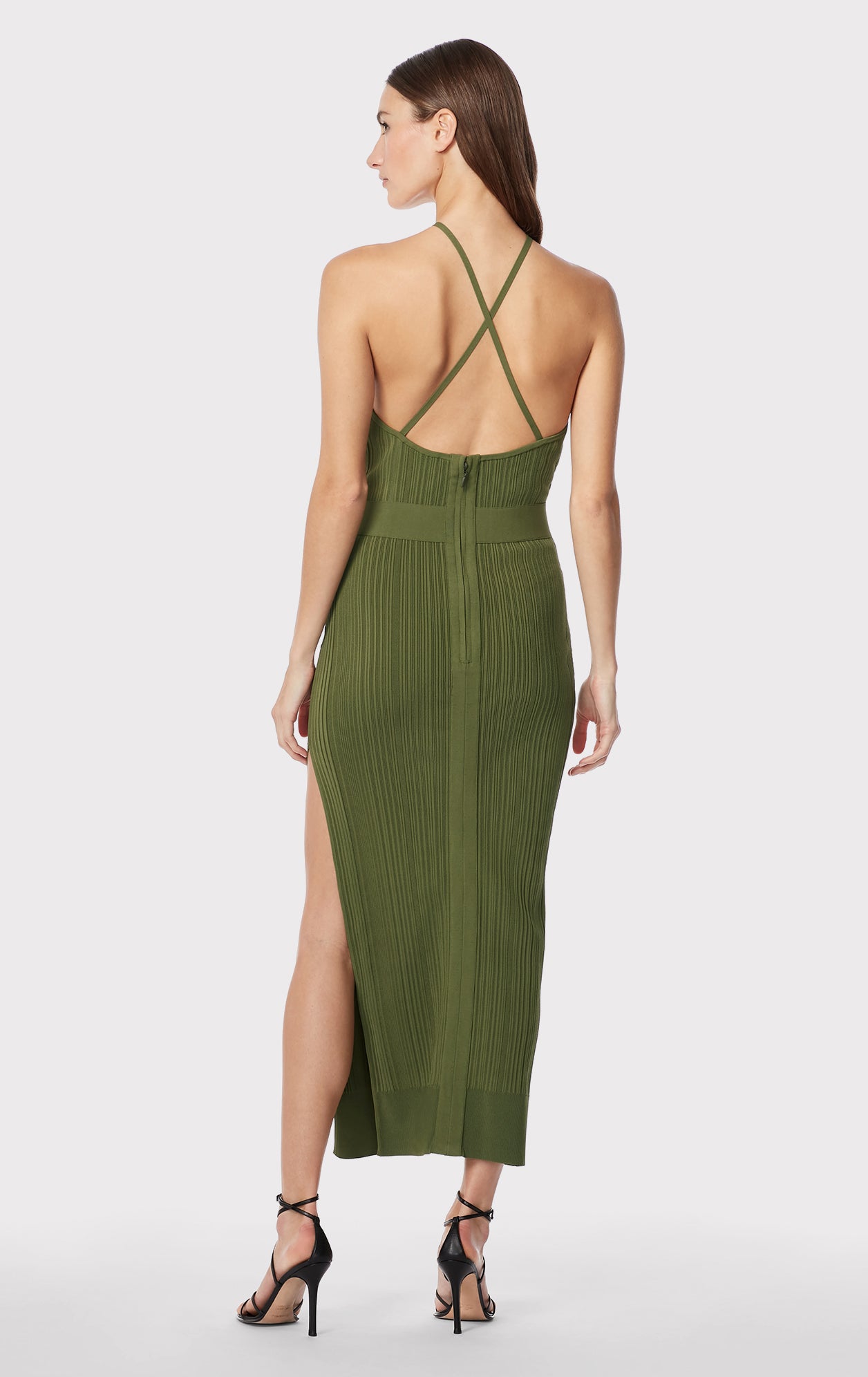 Variegated Rib Strappy Gown | Olive