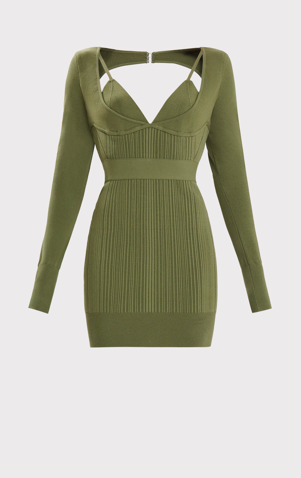 Variegated Rib Strappy Mini Dress | Olive