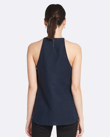Emma Linen Halter Neck Cami | French Navy