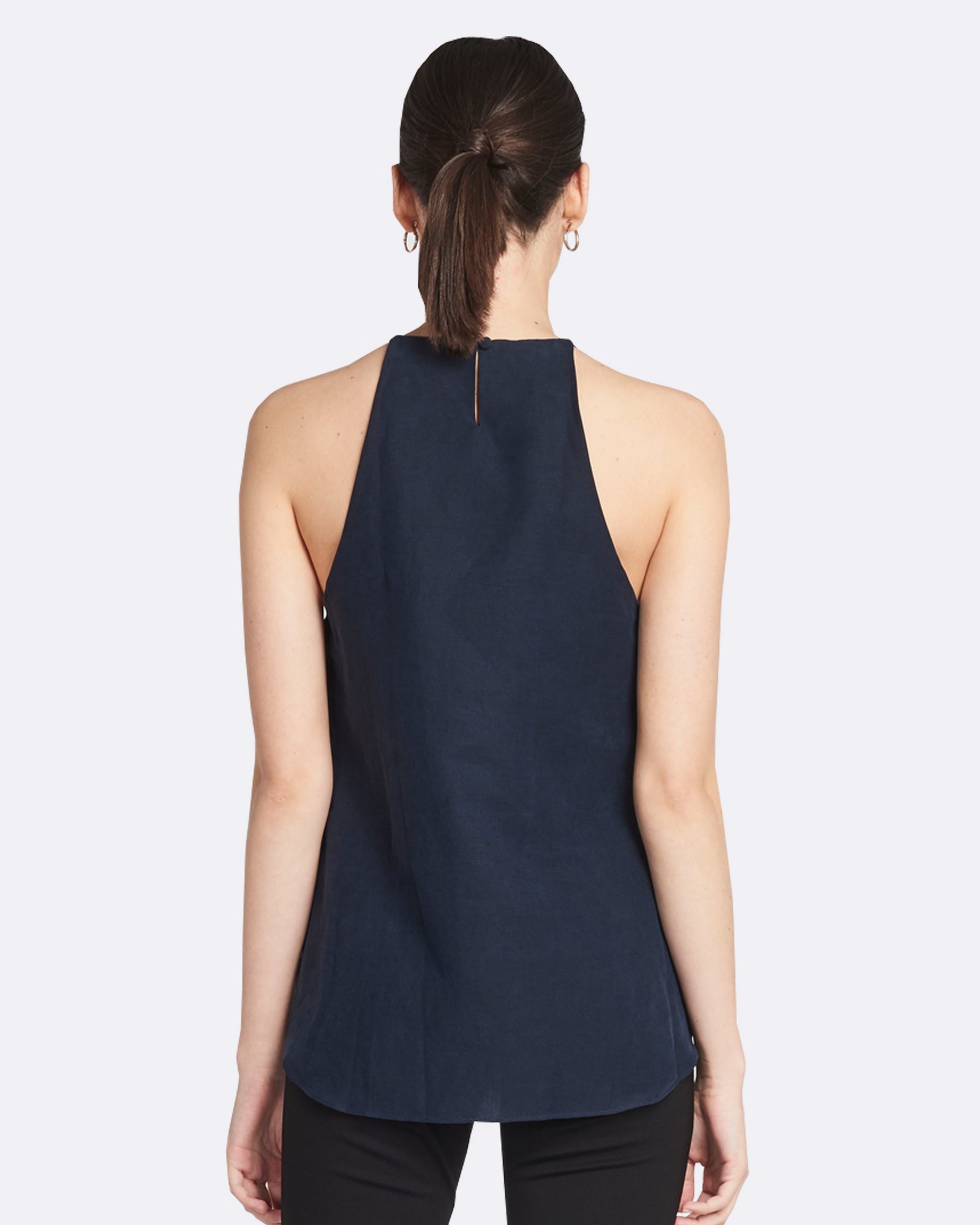 Emma Linen Halter Neck Cami | French Navy