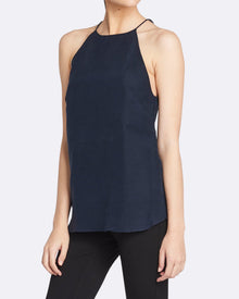 Emma Linen Halter Neck Cami | French Navy