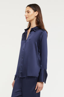 GINIA Isla Shirt  in Midnight - 100% Silk