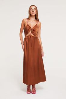 Selena Midi Dress | Chocolate/Fuchsia