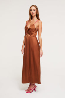 Selena Midi Dress | Chocolate/Fuchsia