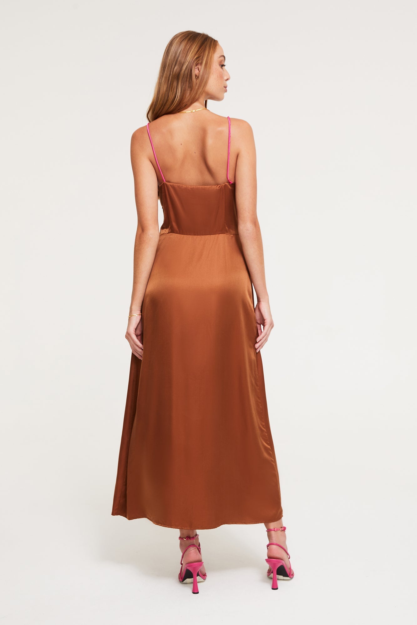 Selena Midi Dress | Chocolate/Fuchsia