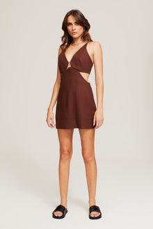 GINIA Nadia Mini Dress  in Mocha