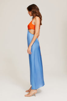 GINIA Bridget Maxi Dress  in Persimmon/Malibu Blue
