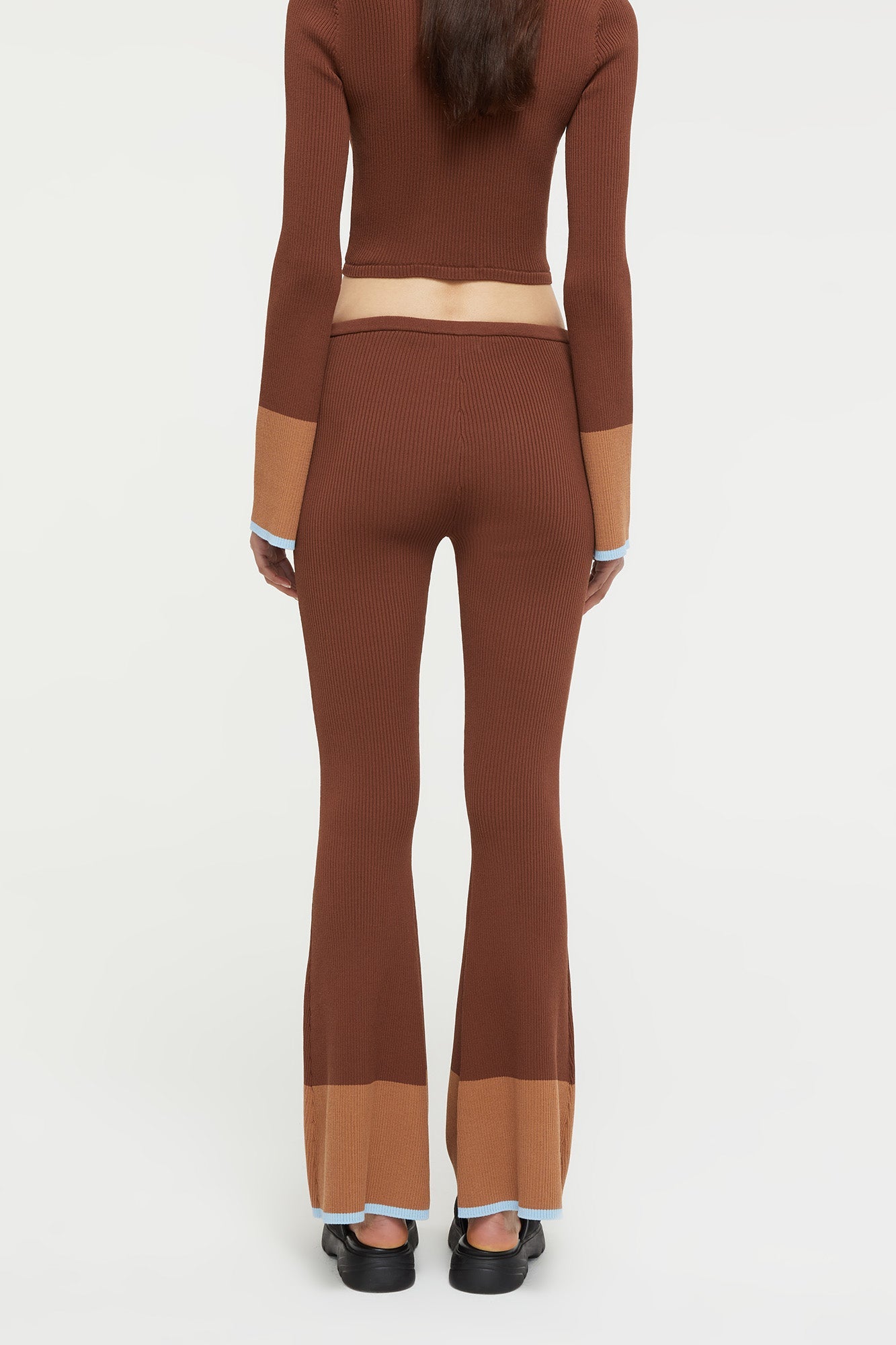 GINIA Hazel Pant in Chocolate/Sky Blue