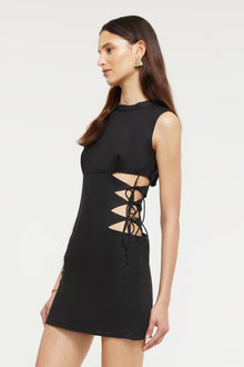 GINIA Frankie Mini Dress in Black 100% Linen