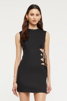 GINIA Frankie Mini Dress in Black 100% Linen
