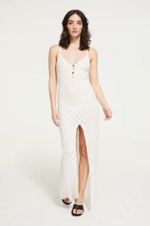 The Leaf Knit Midi Dress By GINIA In Ivory