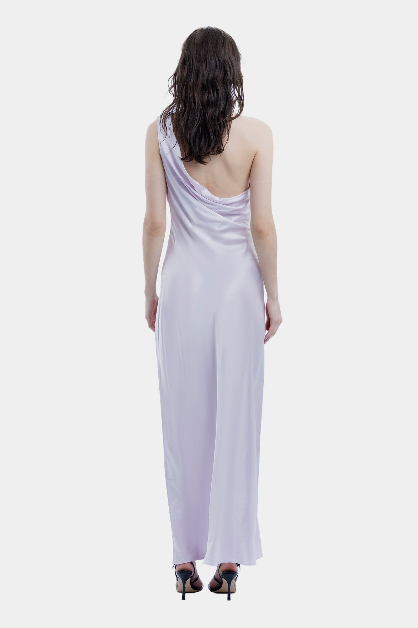 The Asym Cowl Maxi Dress By GINIA In Lilac Ash