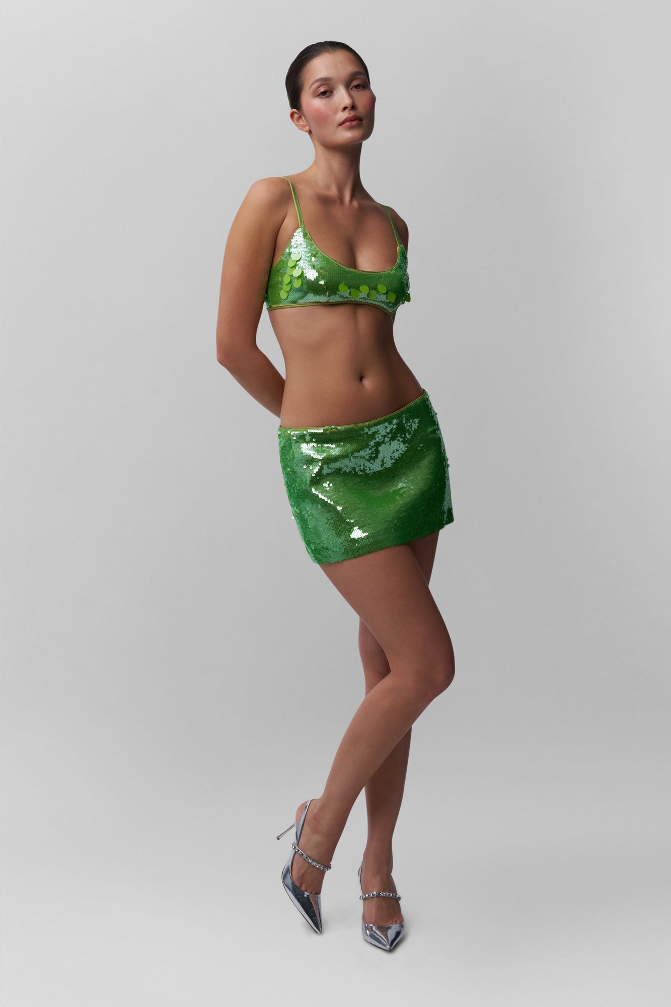 Womens | Sequin Mini Skirt | Martini Olive