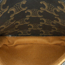 Celine | Pre-Owned Medium Triomphe Coated Canvas Folco Crossbody - I | Brown/Dark Brown