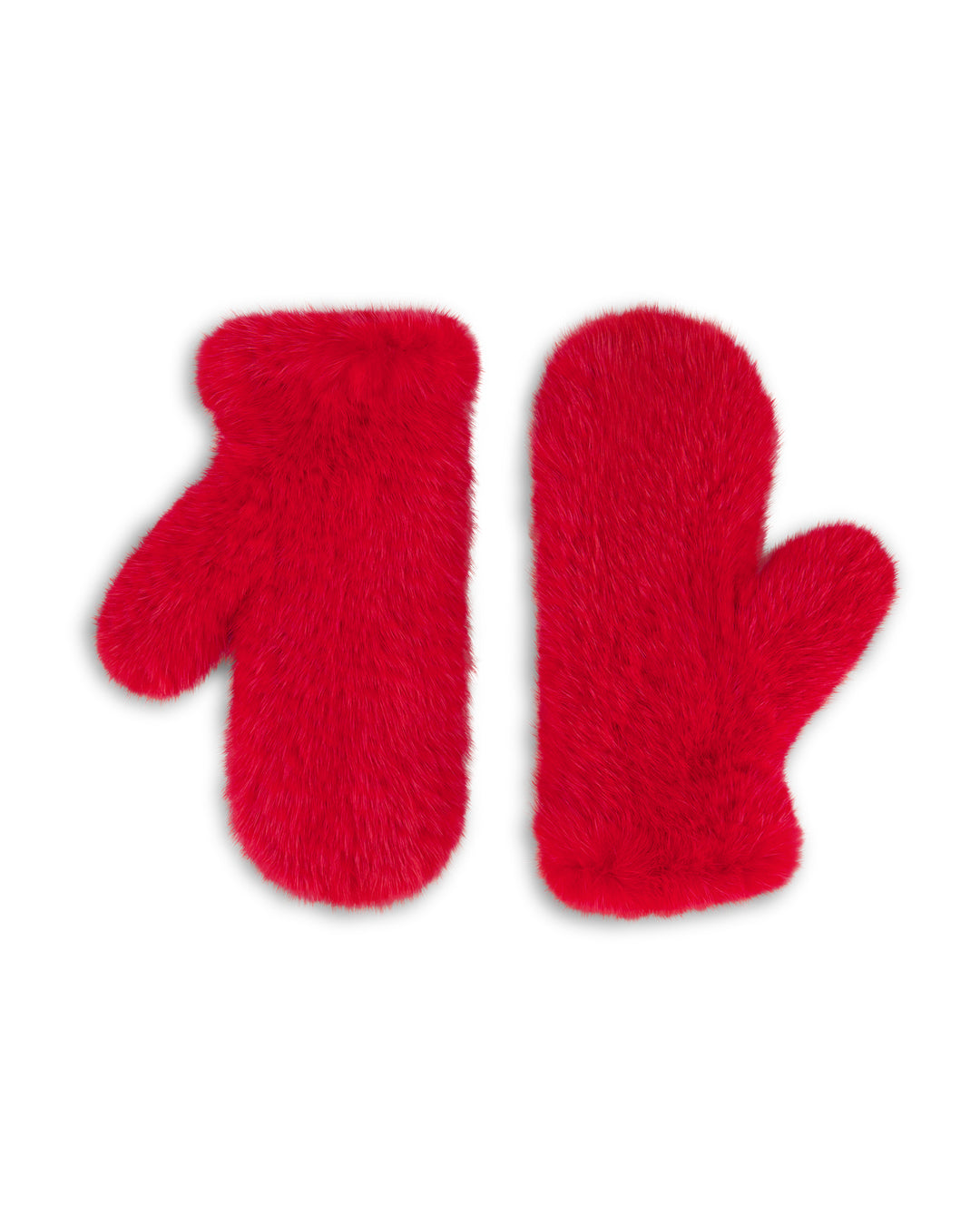 Sofia Cashmere | Knitted Mink Mittens | Red