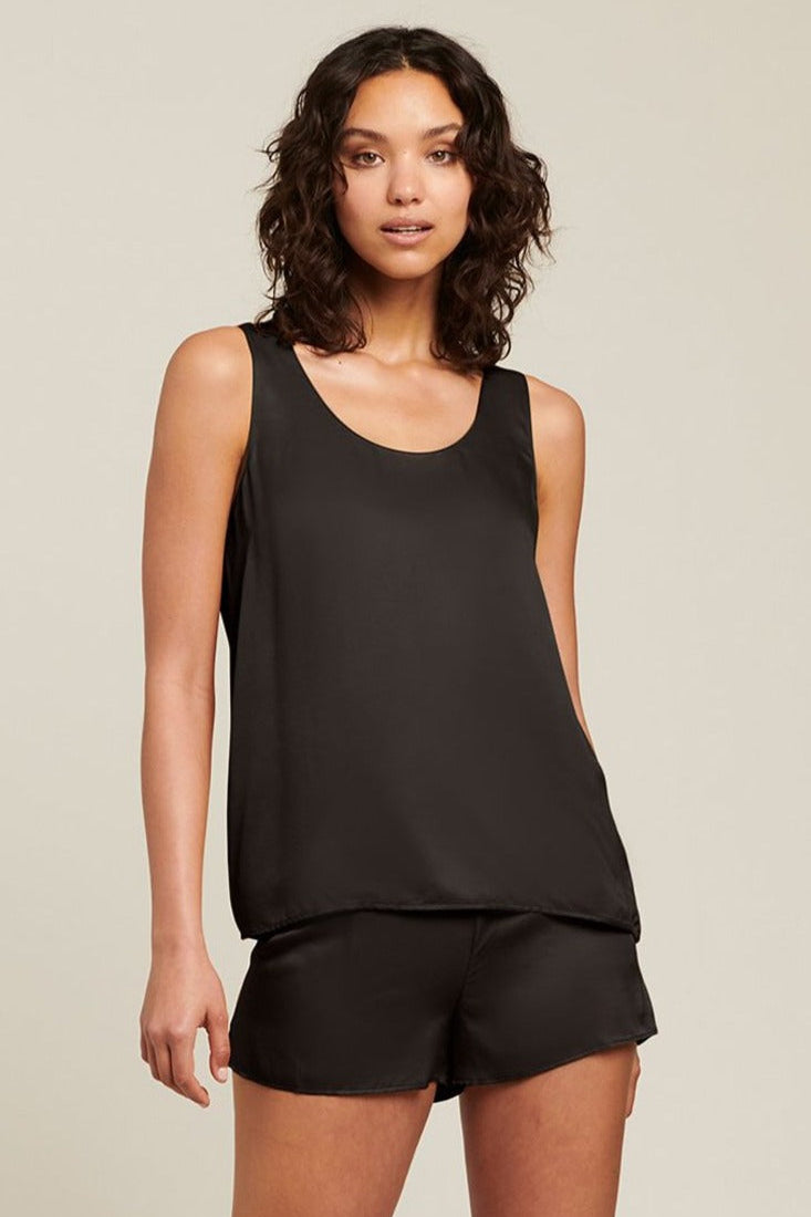 GINIA Washable Silk Tank -Black
