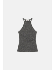 Galina | Sparkly Ribbed Halterneck Top | Storm