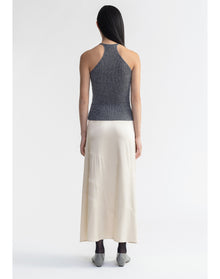 Galina | Sparkly Ribbed Halterneck Top | Storm