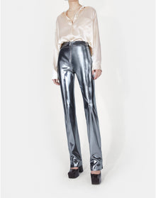 Galvanized High Waisted Trousers | Silver