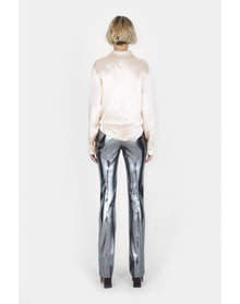 Galvanized High Waisted Trousers | Silver