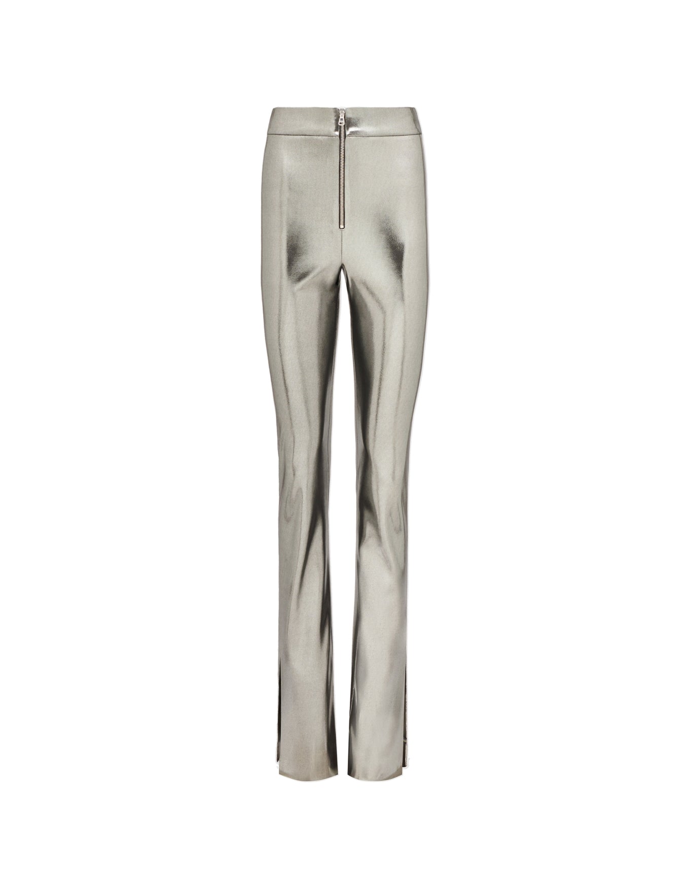 Galvanized High Waisted Trousers | Silver