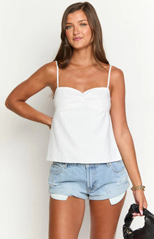 Galvis Linen Blend Top | White